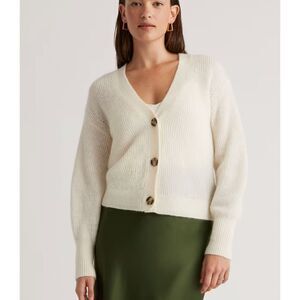 Quince Baby Alpaca-wool Cropped Cardigan Ivory Cream